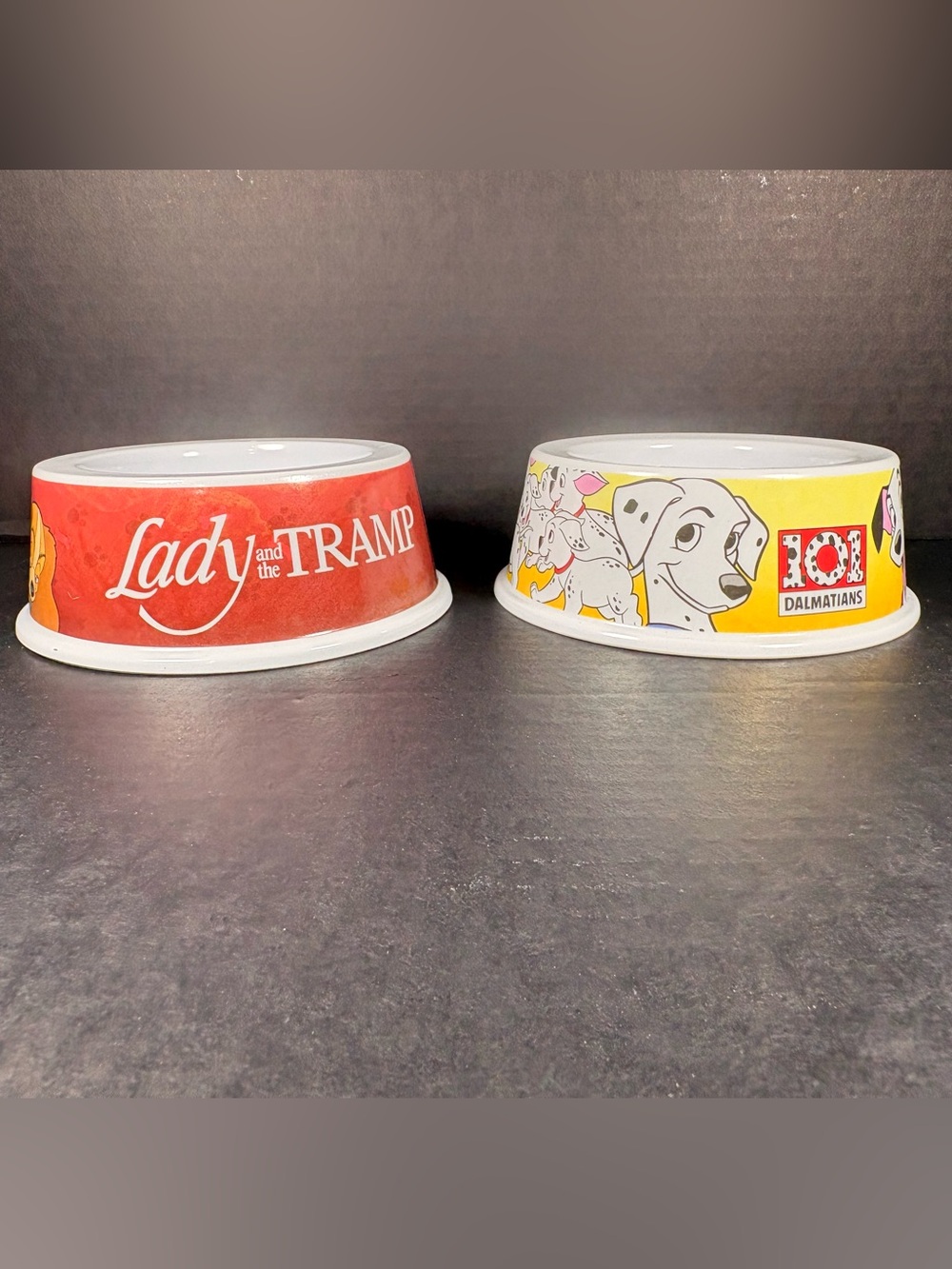Vintage Disney Lady & Tramp 101 Dalmatians Melamine Bowls Set of 2